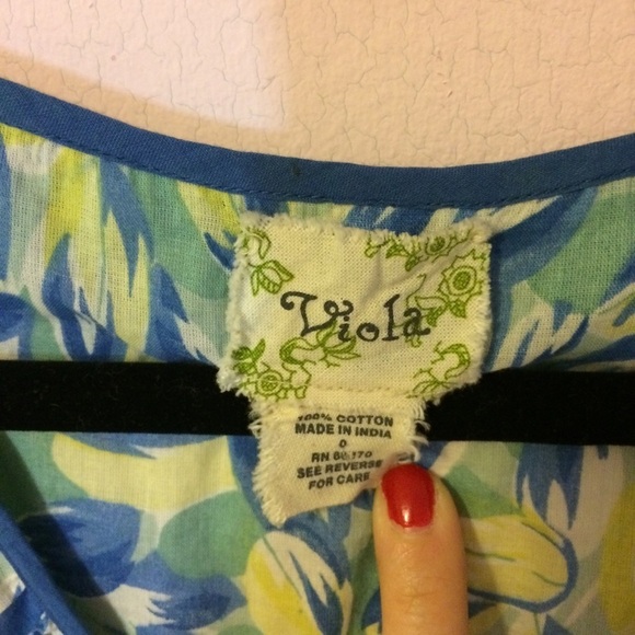 3/$30 ANTHROPOLOGIE VIOLA WATERCOLOR PAINT PAINTERLY RUFFLE TIE WAIST TOP sz 0 - Picture 6 of 10